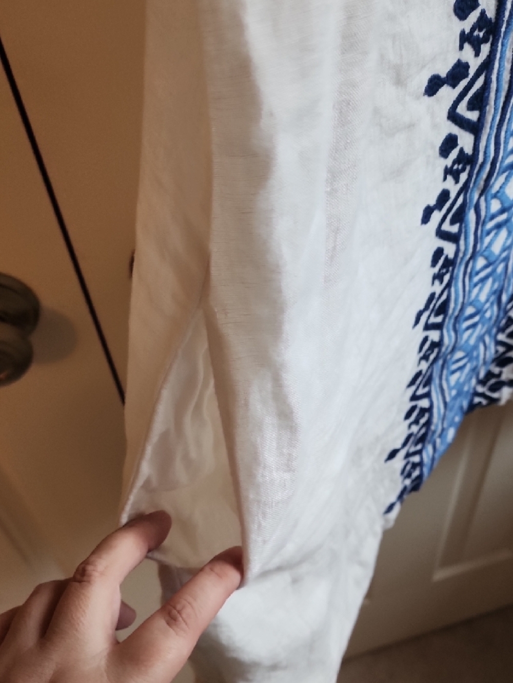 Tommy Bahama White Sleeveless Shift Dress with Blue Embroidered Panel Sz XL - Picture 4 of 10